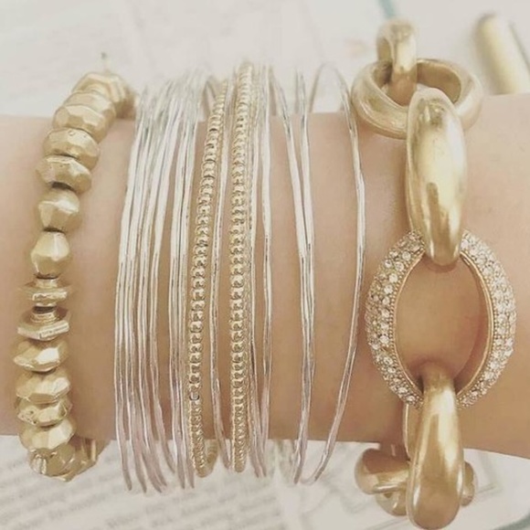 Stella & Dot | [SILVER] Multi Layer Mixed Metal Rhett Cuff Dainty Gold Bracelet - Picture 8 of 10